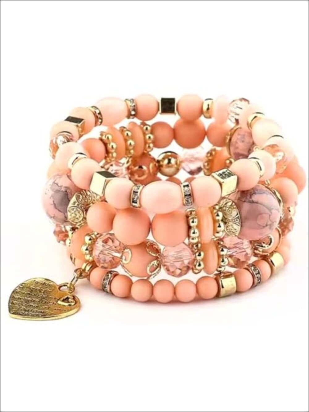Beaded Bracelet Set Stackable Crystal Accents Stretch Bangle Boho